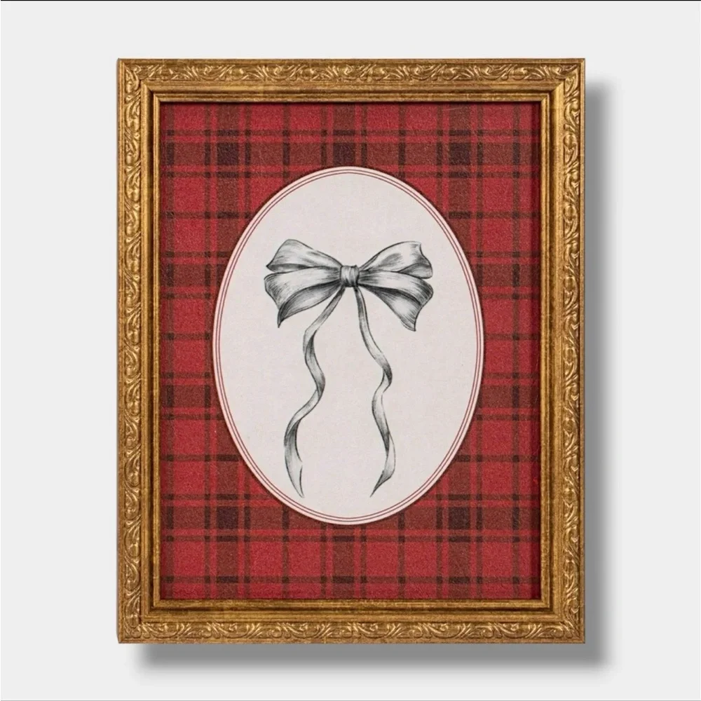 My Texas House Seasonal Bow Plaid Framed Holiday Wall Art 8x10 Christmas Decor